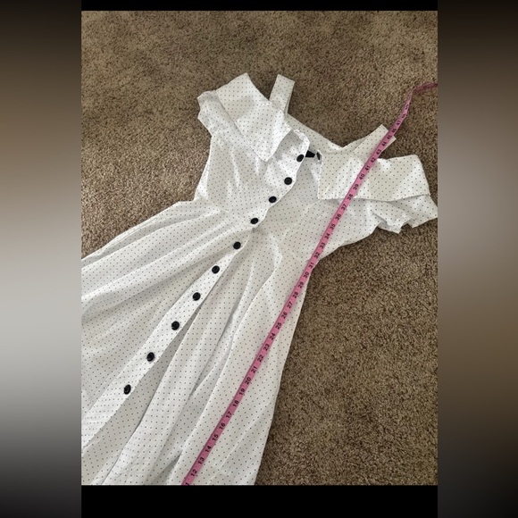 Vintage Dawn Joy 100% Cotton Polka Dot Button Up Midi Dress 
size 9/10 (small) - Picture 10 of 12